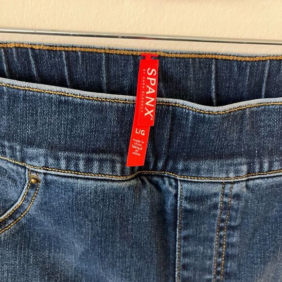 SPANX DISTRESSED SKINNY JEANS Size large raw hem - Picture 10 of 16